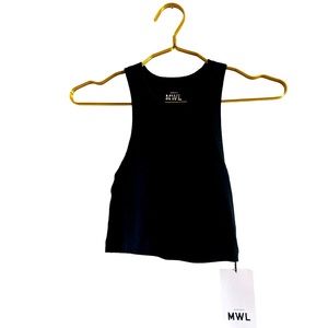 NWT Madewell Ribbed Cropped tank with built in bra black size XS